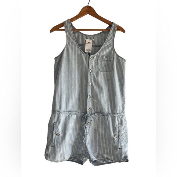 Levi’s blue conductor pinstripe 100% cotton denim romper - Picture 3 of 7